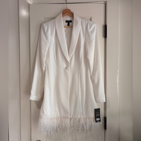 Aidan Mattox White Ivory Feather Dress